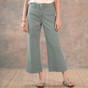 Driftwood Charlee Sage Green Wide Leg Cropped High Waist Denim Jeans Sz 32